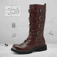 thumbnail image 5 of Men's Vintage Boots -Tall Boots with Skull Buckle Straps, Metal Toe Cap & Lace-Up Design, Brown & Black, 5 of 6
