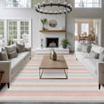 thumbnail image 3 of 5'x8' Area Rugs, Pink Blue Gray Indoor Outdoor Area Rug for Living Room Bedroom, Beige Vintage Simple Abstract Stripes Washable Bathroom Rugs Kitchen Floor Carpet Mats Home Decor Aesthetic, 3 of 8