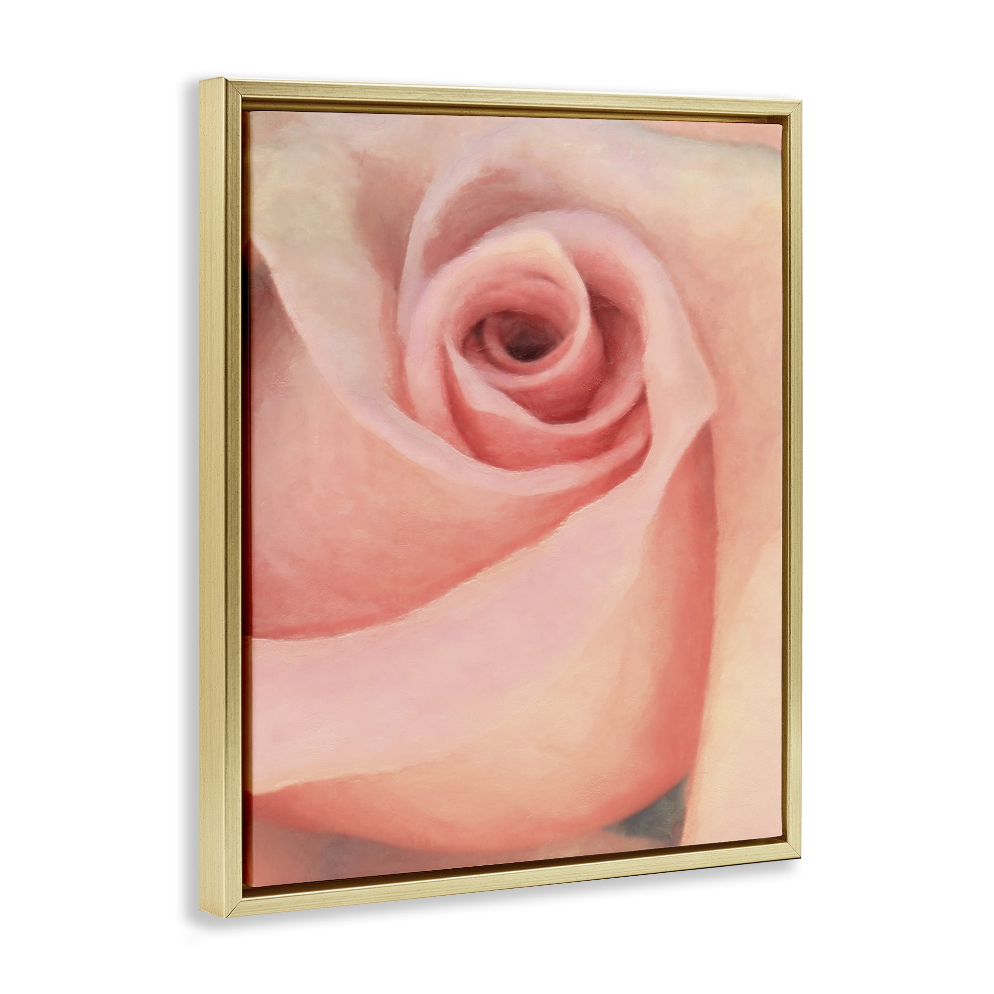 Stupell Industries Spiral Rose Anther Botanical & Floral Painting Gold Floater Framed Art Print Wall Art, 25 x 31