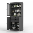 thumbnail image 2 of Palace Imports 100% Solid Wood Kitchen Pantry Storage Cabinet with Glass Doors, Adjustable Shelves and 2-Drawers, Gray, 2 of 5