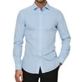 thumbnail image 2 of Domuza Mens Dress Shirts Long Sleeve Stretch Wrinkle-Resistant Classic Fit Formal T Shirts Business Casual Solid Button Up Lapel Blouse Light Blue M, 2 of 5