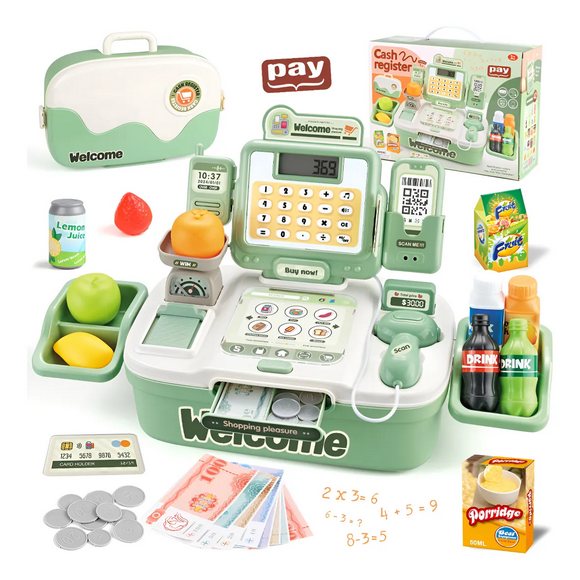 Caja Registradora Supermercado Juguete 42ps Regalo Nino Xtellar verde