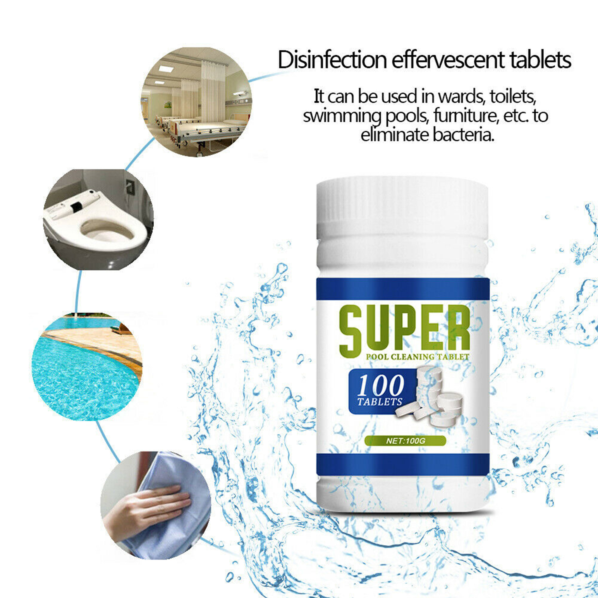 Buy LELINTA 100Pcs Swimming Pool Floating Chlorine Tablets Spa Cleaning