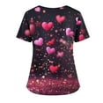 thumbnail image 4 of Garbnen Valentines Scrubs Tops for Women Plus Size Heart Printed V Neck Short Sleeve Stretch Nursing Scrubs for Women with Pocket Medical Women's Work Shirts S-5XL, 4 of 4