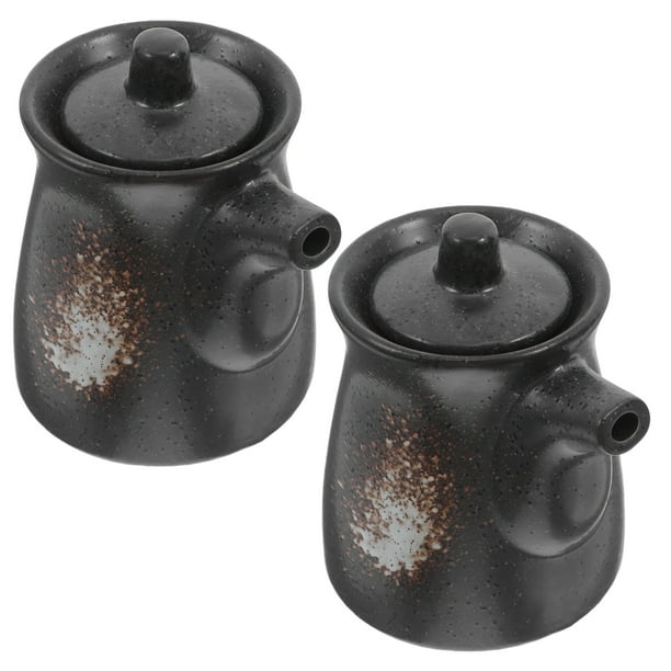 Dispensador de aceite de cerámica de estilo japonés, 2 unidades, para vinagre y salsa de soja.