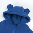 thumbnail image 4 of UAMVSH Boys Girls Sweatsuit Kids Romper Outfit Soft Cotton Warm Long Sleeve Hoodie with Pockets Infant Footed Playsuit Jumpsuits(0-3 Months,Blue), 4 of 6