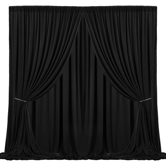 4 Panels Black/White Backdrop Curtain for Parties Black Wrinkle Free 20ft x 10ft Backdrop Drapes for Birthday Party Wedding Photo Photography Polyester Fabric Background Decoration