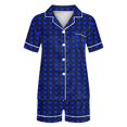 thumbnail image 5 of Yufatyle Valentines Day Pajama Set for Women, Short Sleeve Button Down Loungewear 2 Piece PJ Set Heart Print Shorts Set Blue XL, 5 of 6