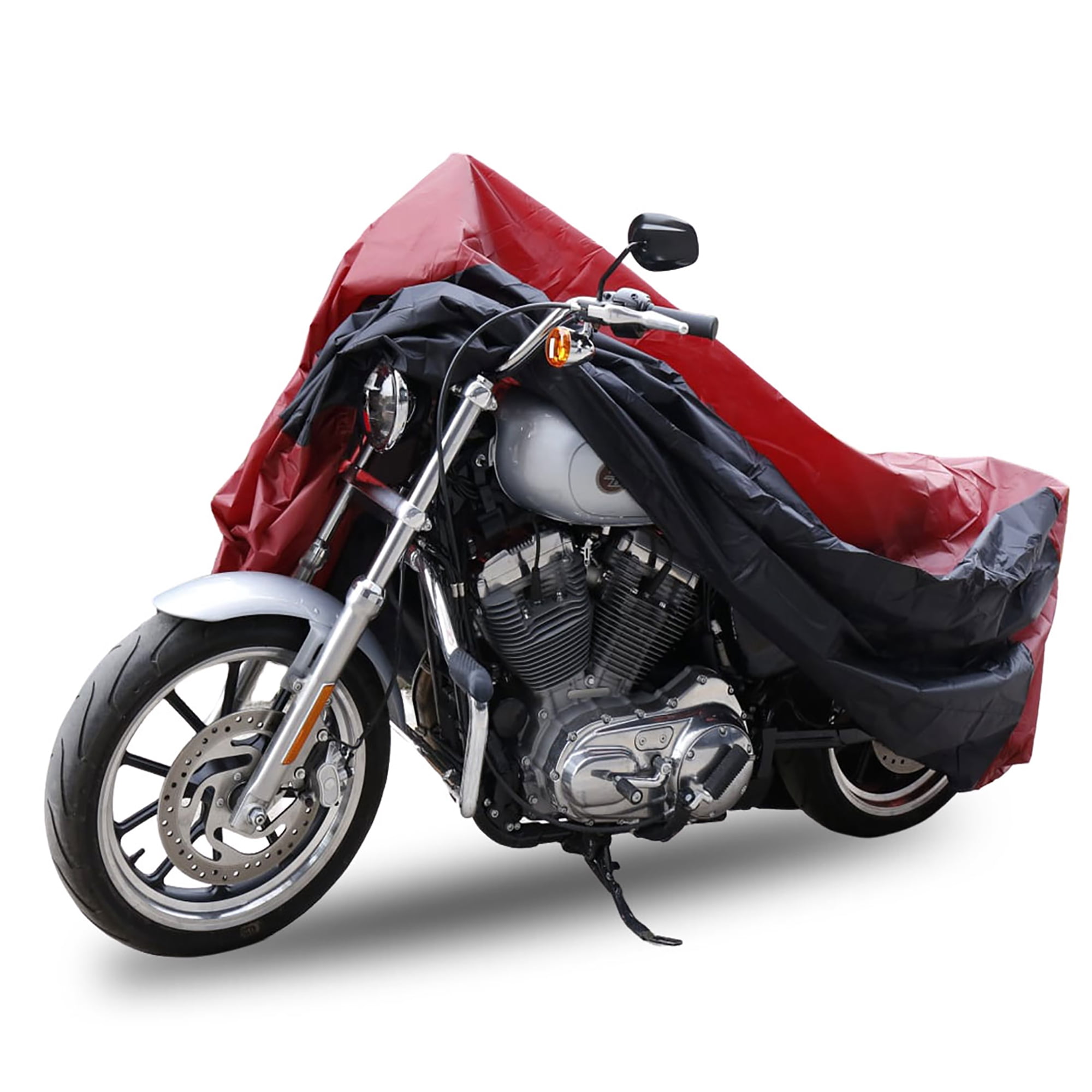 180T Waterproof Motorcycle Cover Outdoor UV Rain Dust Proof Red&Black XL