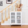 thumbnail image 7 of Walsport 41.3'' Tall Metal 2 - Door Accent Modern Cabinet Storage Canbinet for Bedroom Ktchen(White), 7 of 7