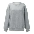 thumbnail image 3 of Baqcunre Women's Crew-Neck Three-Dimensional Plaid Fabric Solid Color Long Sleeve Hoodless Sweatshirt Womens Tops Crewneck Sweatshirts Sweatshirt for Women Womens Sweatshirt Grey Xxl, 3 of 7