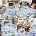 thumbnail image 5 of Large Area Rugs for Living Room Bedroom, Watercolor Flowers 8'x10' Rug Washable Carpet Runner Indoor Outdoor, Spring Floral Butterflies Blue Plaid Non Slip Floor Mats Rug for Kitchen, Patio, 5 of 8