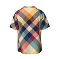 thumbnail image 6 of PAYOHTO Gingham Check Plaid Pattern Mens Hawaiian Casual Short-sleeved Shirt Tropical Summer Beach Button Down Shirts, 6 of 7