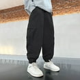 thumbnail image 6 of WEIGFI Child Boys Cargo Pants For Autumn Winter Fashion Loose Fit Casual Joggers With Multiple Pockets Twill Trousers For Teen Kids Youth School Outdoor Daily Wear Stylish Solid Color Slacks, 6 of 7