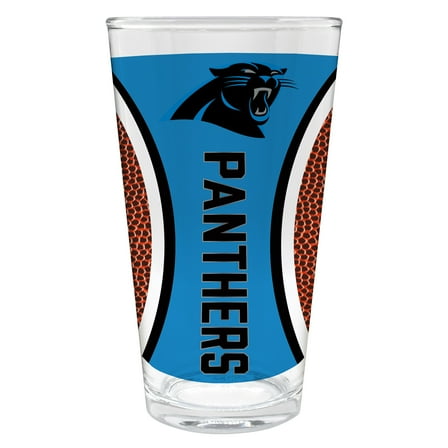 Carolina Panthers 16 ounce team pint glass with Gameball graphic