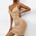 thumbnail image 2 of Mini vestido con cuello en V para mujer Vestido corto con tirantes profundos Sin espalda Sin mangas Traje diario FLhrweasw Nuevo, 2 of 7
