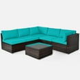 thumbnail image 1 of Patiojoy 6PCS Wicker Patio Sectional Conversation Furniture Set with Coffee Table & Seat Cushions Turquoise, 1 of 6