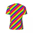 thumbnail image 6 of T Shirt For Men Rainbow Striped Colorful Lines Print Harajuku Gym T-Shirts Short Sleeve Quick-drying, 6 of 7