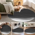 thumbnail image 5 of Round Rugs 5Ft, Ombre Waves Round Area Rug Washable Indoor Throw Carpet, Abstract Art Gradient Black Modern Soft Non Slip Circle Rug for Cabinet Bathroom Home Decor Aesthetic, 5 of 8