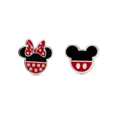 Disney Sterling Silver Mickey And Minnie Mouse Stud Disney Sterling Silver Mickey And Minnie Mouse Stud Earrings