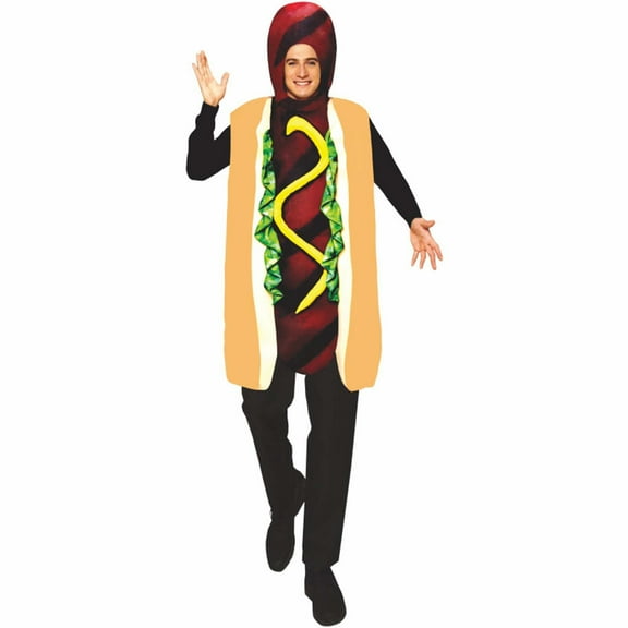 FYEGRE Unisex Adult Hot Dog Character Jumpsuit Full Body Party Theme Dress Up Outfit Orange One Size