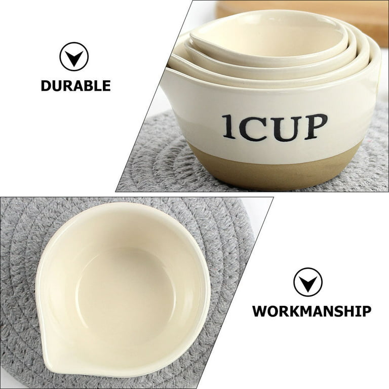 4Pcs Ceramic Milk Eggs Measuring Bowls Baking DIY Bowls Adorable Scale Cups  