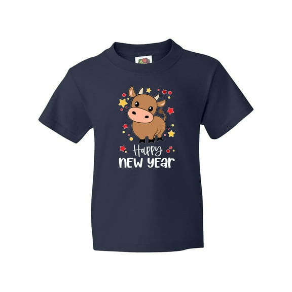 Inktastic Happy New Year Cute Ox Youth T-Shirt