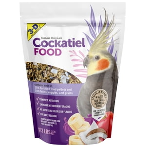 3-D Pet Products Natural Premium Cockatiel Food, 3 Lb