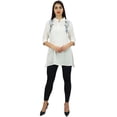 thumbnail image 3 of Phagun Women's Cotton Modal Embroidered Summer White Top 3/4 Sleeve Tunic-8, 3 of 10