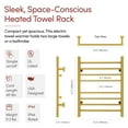 thumbnail image 5 of Heated Towel Rack for Bathroom - Polished Gold Electric Towel Warmer Rack and Dryer 8 Bars, Wall Mounted, Plug-In or Hardwired 120V (Sierra), 5 of 12