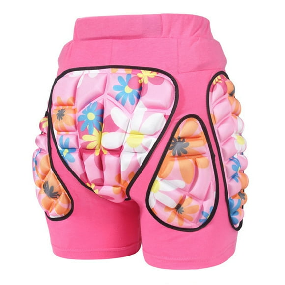 Generic EVA Padded Protective Hip Pants for Skating, Cycling, and Skateboarding - Pink Floral Design, XS Size, Hand Wash Only