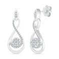 thumbnail image 2 of DGOLD 10kt White Gold Round White Diamond Infinity Cluster Earrings (1/3 cttw), 2 of 4