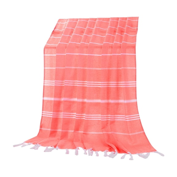 Bizhua Beach towel Polyester Cotton Tassel towel Striped Sauna towel 170X90Cm Pink Amicrofiber Beach towel Soft and Highly Absorbent Bathroom Yoga Travel and Beach towels
