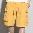 thumbnail image 3 of Athletic Shorts for Men Pack Men's Cargo Shorts with Elastic Waist Drawstring,Plus Size Summer Wide Leg Shorts with Multi Zipper Pocket Yellow 5XL, 3 of 7