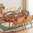 thumbnail image 2 of Christmas Tablecloth 60×84 Inch Oval, Wood Gingerbread Man Cute Christmas Bear Ball Ornaments Washable Table Cover for Party Picnic Dinner Decor, 2 of 6