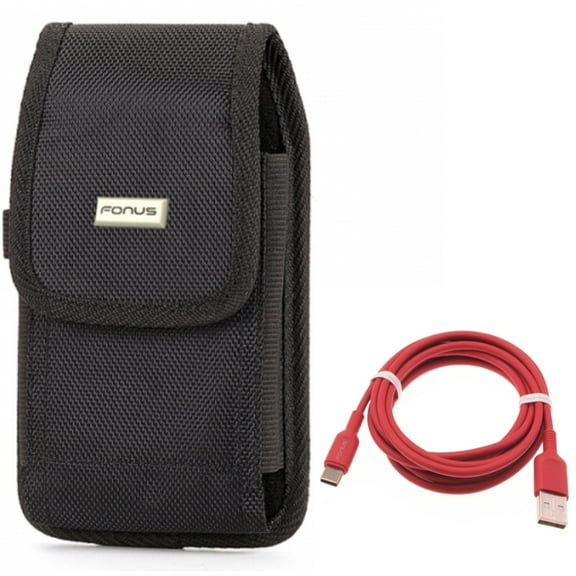 For Galaxy A73 /A54 /A53 /A33 - Case Belt Clip w 6ft USB-C Cable, Swivel Holster Rugged, Red Charger Cord Power for Samsung Galaxy A73 /A54 /A53 /A33 5G