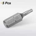 thumbnail image 3 of Uxcell 5pcs T10 Torx Destornillador Bit 1/4" Hex Shank 25mm/1" Longitud Acero S2 Estrella, 3 of 7
