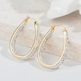 thumbnail image 5 of Fashion Sparkling White Crystal Paved Oval Shape Hoop Earrings for Women, 5 of 5