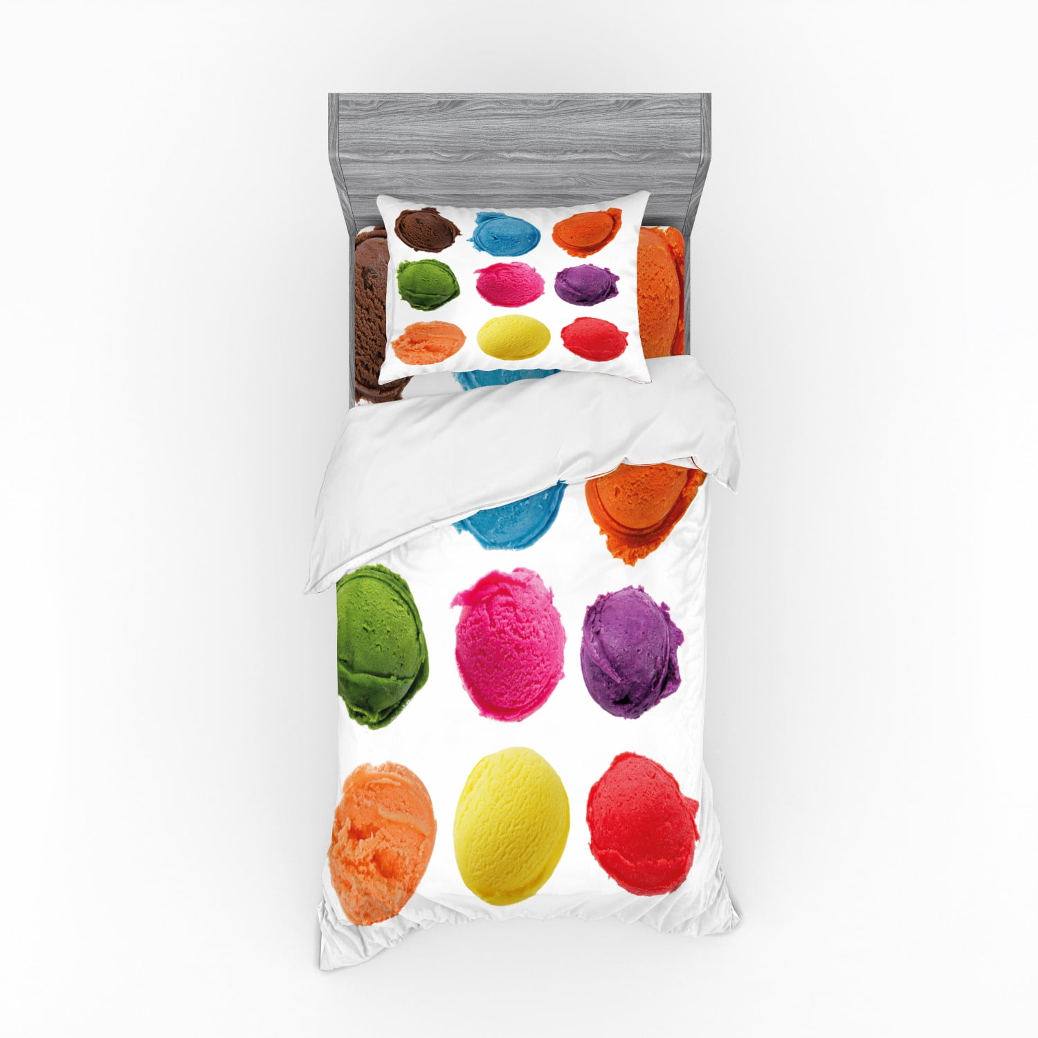 Ice Cream Duvet Cover Set, Ice Cream Toppings with Colorful Various