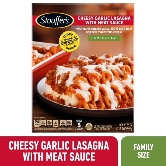Stouffer's Cheesy Garlic Meat Sauce Lasagna Family Size Frozen Meal, 35 oz (Frozen)
