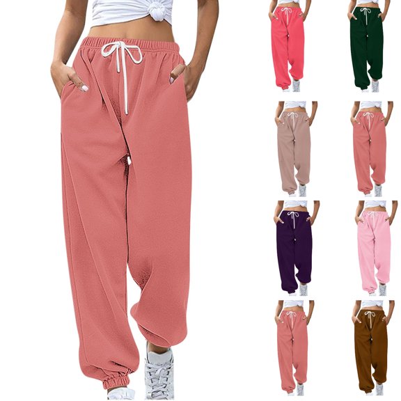 gakvbuo Sweatpants For Women Cargo Pants Drawstring Baggy Bottom Sweatpants Pockets High Waist Sporty Gym Athletic Fit Jogger Pants Trousers