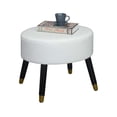 thumbnail image 1 of Designs4Comfort Tabouret Pouf Milieu du Siècle en Simili Cuir Blanc, 1 of 3