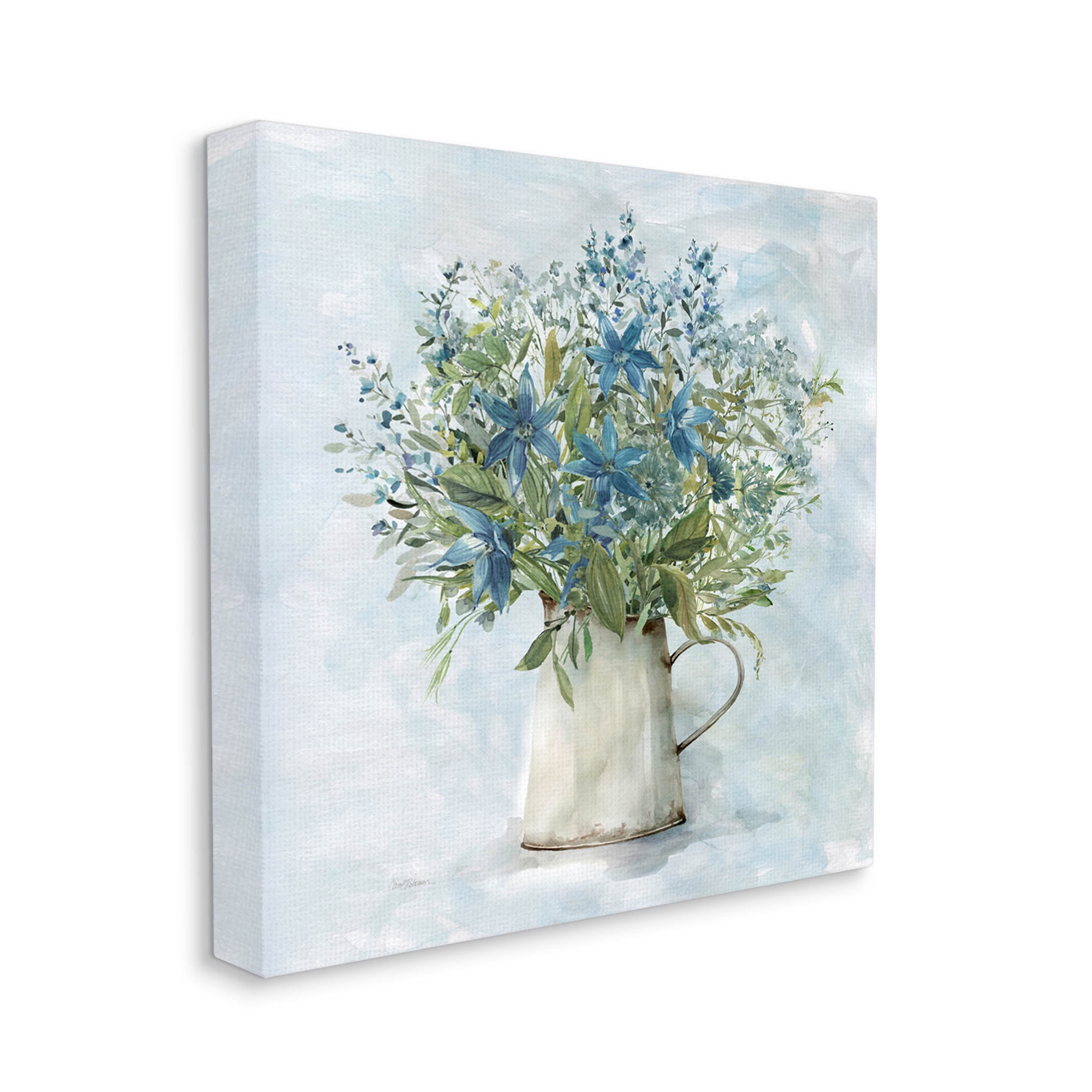 Stupell Industries Country Milk Tin Bouquet Painting Gallery Wrapped Canvas Print Wall Art, Design by Carol Robinson