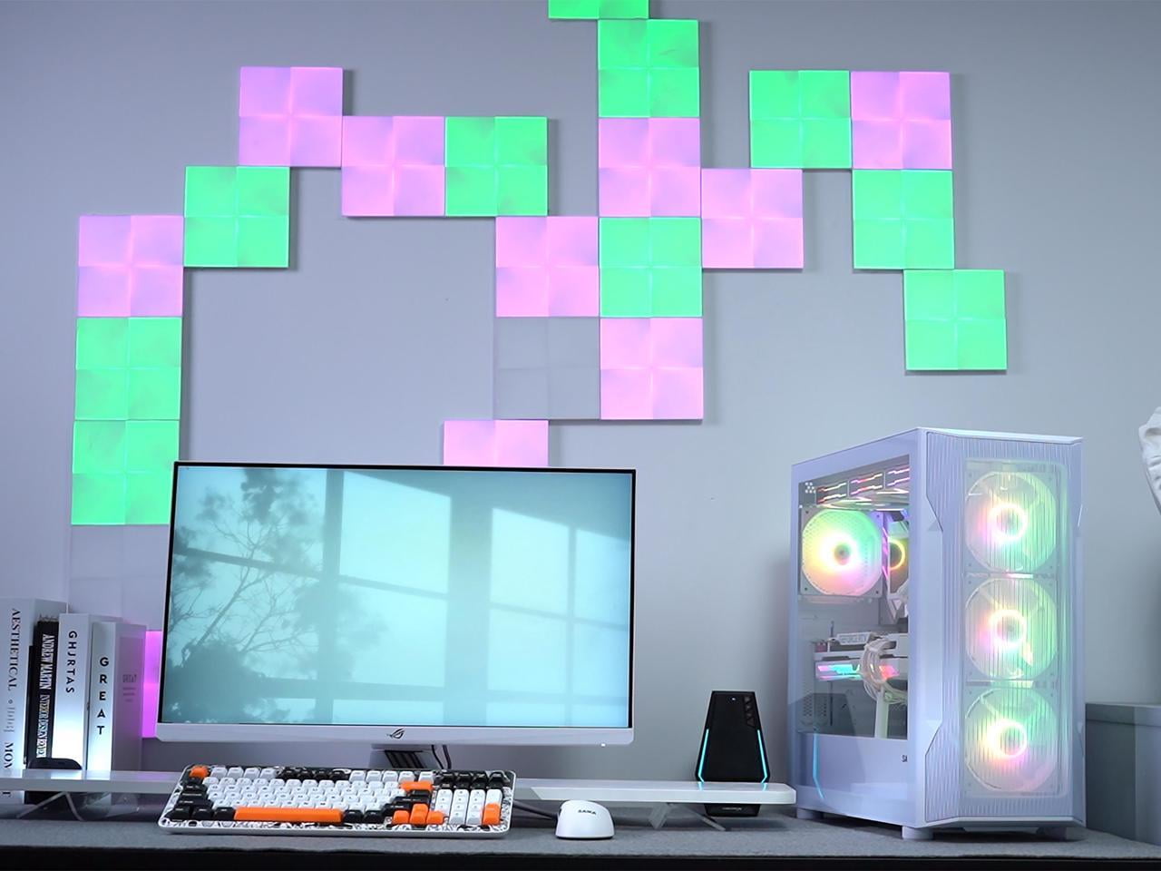 SAMA S40 White ATX Mid Tower Case - High Airflow, 4x 120mm ARGB PWM Fans, Tempered Glass, Mesh Front, Type-C, Supports ATX/M-ATX/ITX & 4090 GPUs - Computer Case