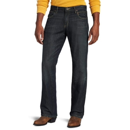 wrangler men's retro relaxed fit boot cut jean, worn black, 38w x