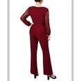 thumbnail image 3 of NY Collection Womens Petites Surplice Lace Trim Jumpsuit, 3 of 5