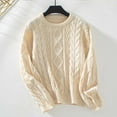 thumbnail image 2 of Fgnfyis Chandail-Over Décontracté à Manches Longues Col Rond Couleur Unie Automne et Hiver pour Femmes 7 Tricots Beige P, 2 of 8
