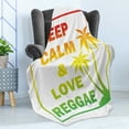 thumbnail image 4 of Rasta Soft Flannel Fleece Throw Blanket, Keep Calm and Love Reggae Words in Ombre Rainbow Colors Music Themed, Cozy Plush for Indoor and Outdoor Use, 50" x 70", Pale Green Yellow, by Ambesonne, 4 of 5