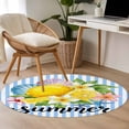 thumbnail image 5 of Lemon Summer Round Living Room Rugs 3.3 ft, Fruit Starfish Shell Blue Stripes Washable Area Rug with Non-Slip Sturdy Edge Binding Round Front Door Mat Floor Carpet for Entryway, 5 of 9