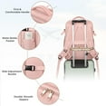 thumbnail image 4 of Travel Backpack For Women And Men, 40L Flight Approved Carry On Bag, Water Resistant Large Casual Daypack Fit 17 Inch Laptop with USB Charging Port, The Best Gift Choice, Pink, 4 of 6